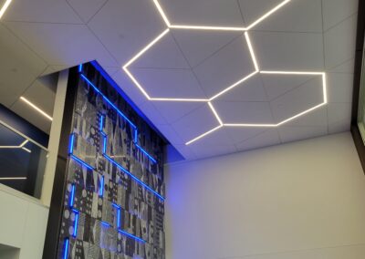 Main Entrance - Custom built lighting to match ceiling grid.