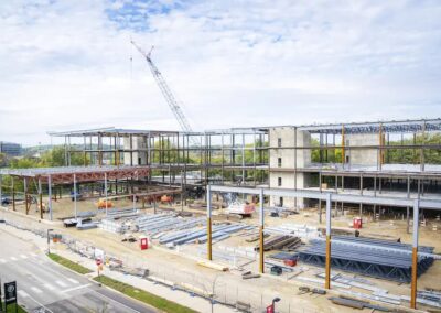 Steel being erected